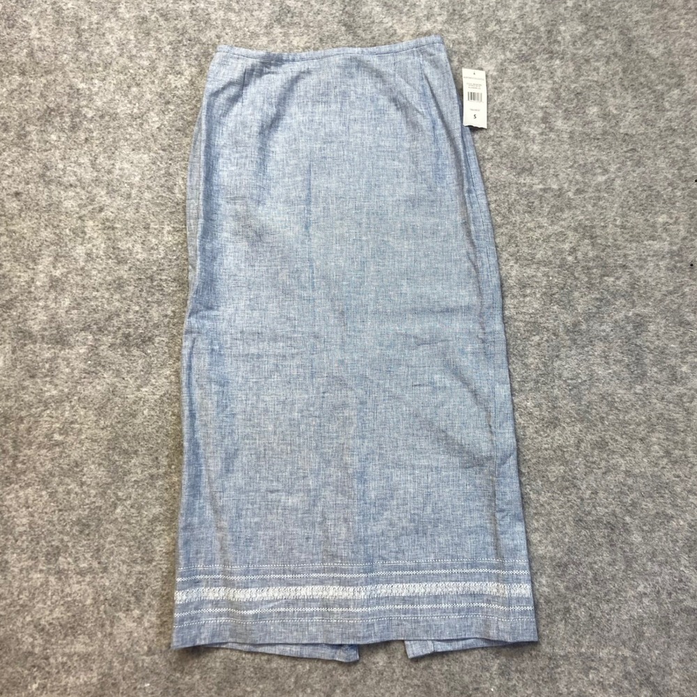 Norton McNaughton Maxi Skirt Womens S Blue NEW Majorca Embroidered Hem MA4B3DRC